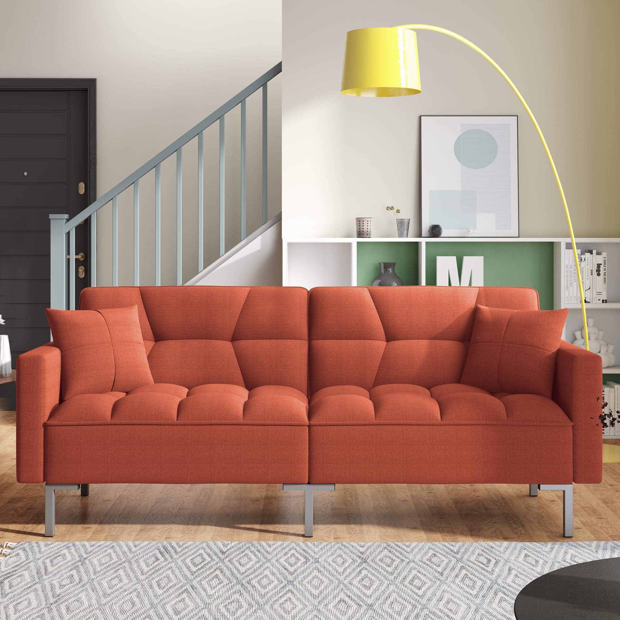 P PURLOVE 74" Upholstered Sofa Bed Sleeper Couches and Sofas,Convertible Folding Futon Sofa Bed Modern Adjustable Recliner Couches Sofas Bed for Living Room Office