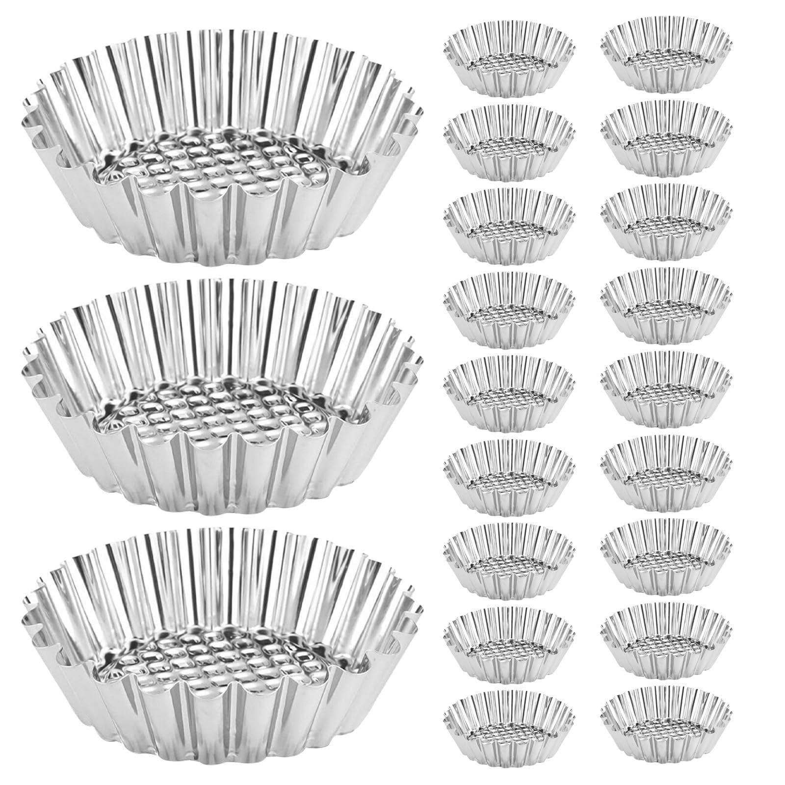 Moules à Tartelette en Acier Inoxydable 25pcs Antiadhésifs pour Pâtisserie Professionnelle, Mini Moules Polyvalents pour Cupcakes et Tartes