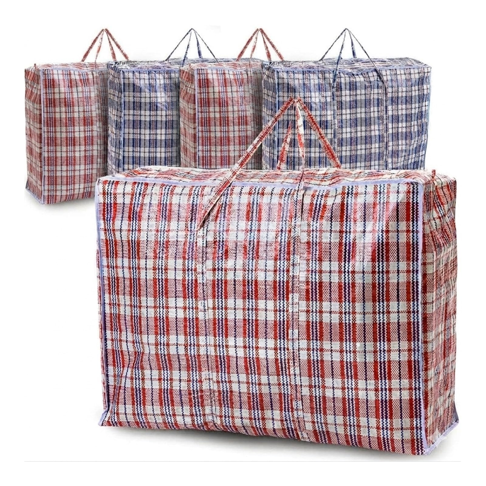 5 Pack Large Storage Bags with Zipper & Handles - Jumbo Laundry & Moving Bags for Clothes, Bedding, Quilts & Toys - Reusable Packing Bags for Travel & Home Storage (60 x 60 x 15cm)