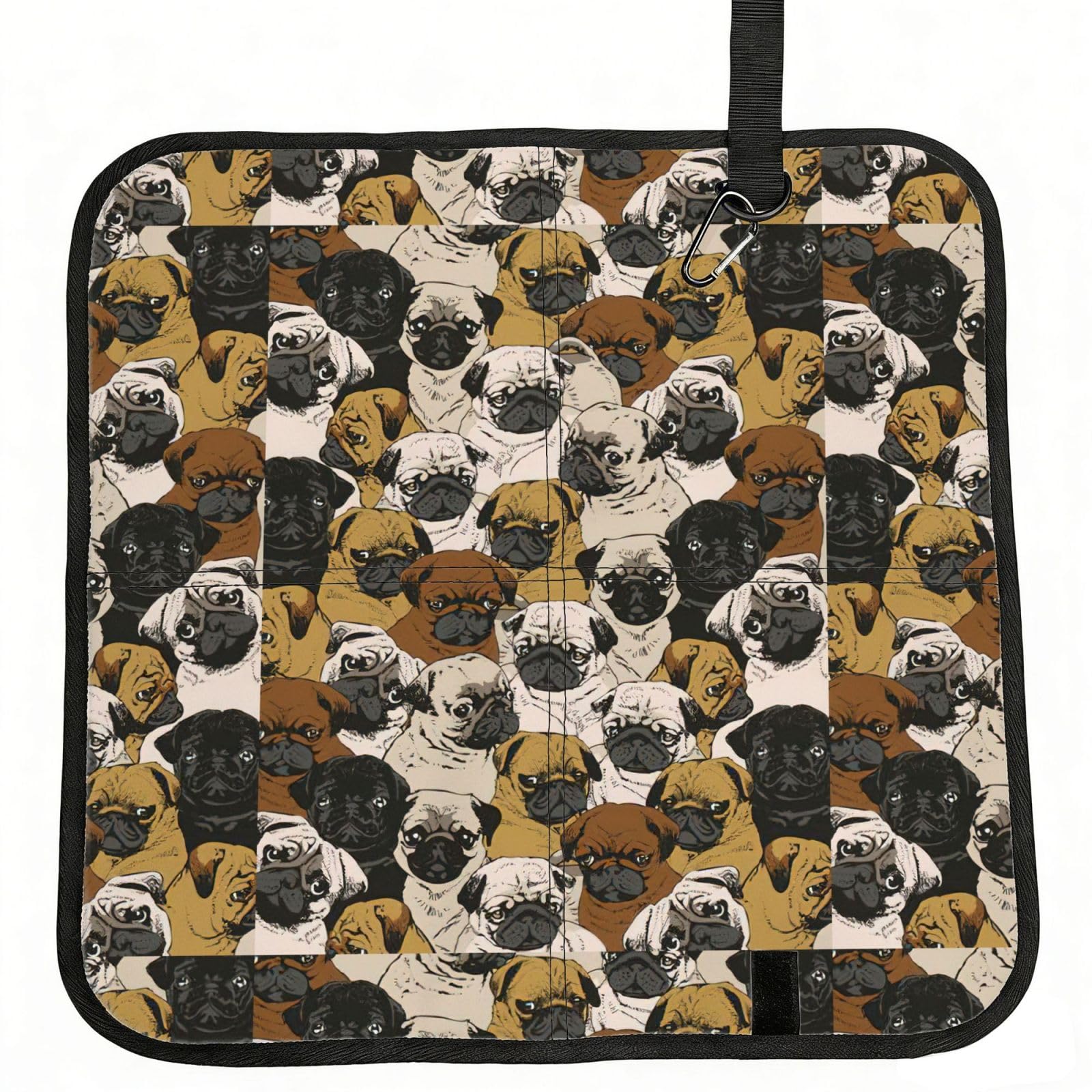 SDEGTHO Imagen De Pug Printed Foldable Seat Pad with Closure, Lightweight Cushion for Airplane Travel Camping