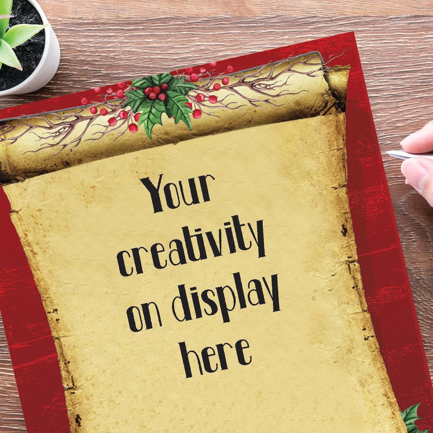 Christmas Scroll Holiday Letterhead Laser & Inkjet Printer Paper (100 Sheets)