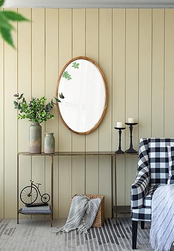 Miniatura 3 de Espejo de pared ovalado de 24 x 36 pulgadas con marco de madera, espejo de madera de granja para baño, entrada, consola apoyado contra la pared