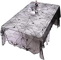 Vista 5 de Rockcloud Mantel rectangular de encaje de poliéster para decoración de Halloween, cenas, 71 x 53 pulgadas