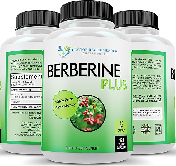 DOCTOR RECOMMENDED SUPPLEMENTS Berberine Plus 1200mg Per Serving - 120 Veggie Capsules with Royal Jelly
