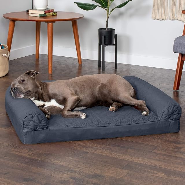 Foto 3 de 8 de Furhaven Large Orthopedic Dog Bed Quilted Sofa-Style w/Removable Washable Cover - Iron Gray, Large