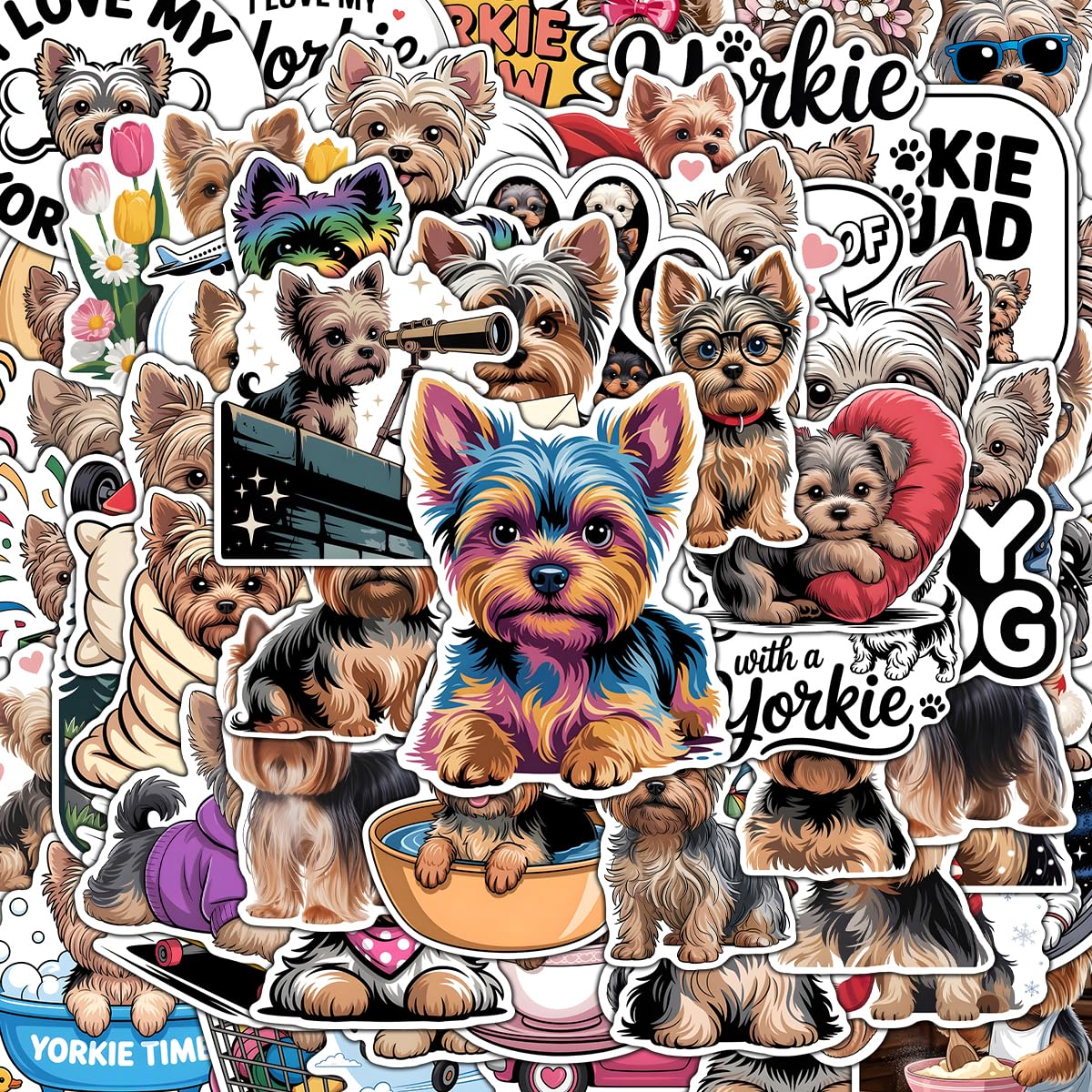 Autocollants Yorkshire Terrier : protégez vos objets des rayures avec style (60 vinyles)