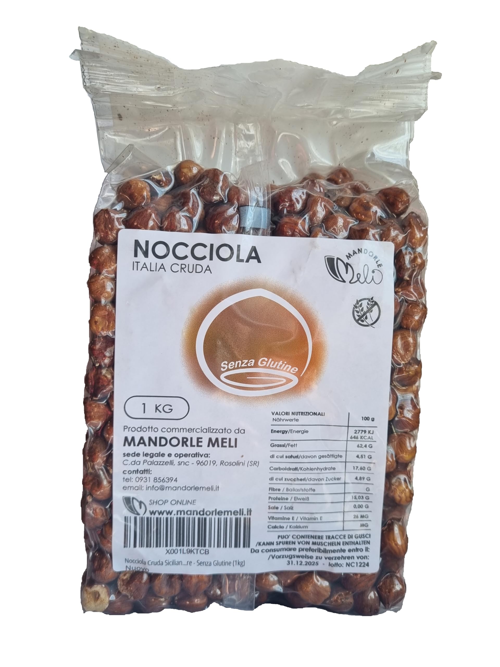 Nocciola Cruda - Frutta Secca Fonte di Vitamine e Fibre - Senza Glutine (1kg)