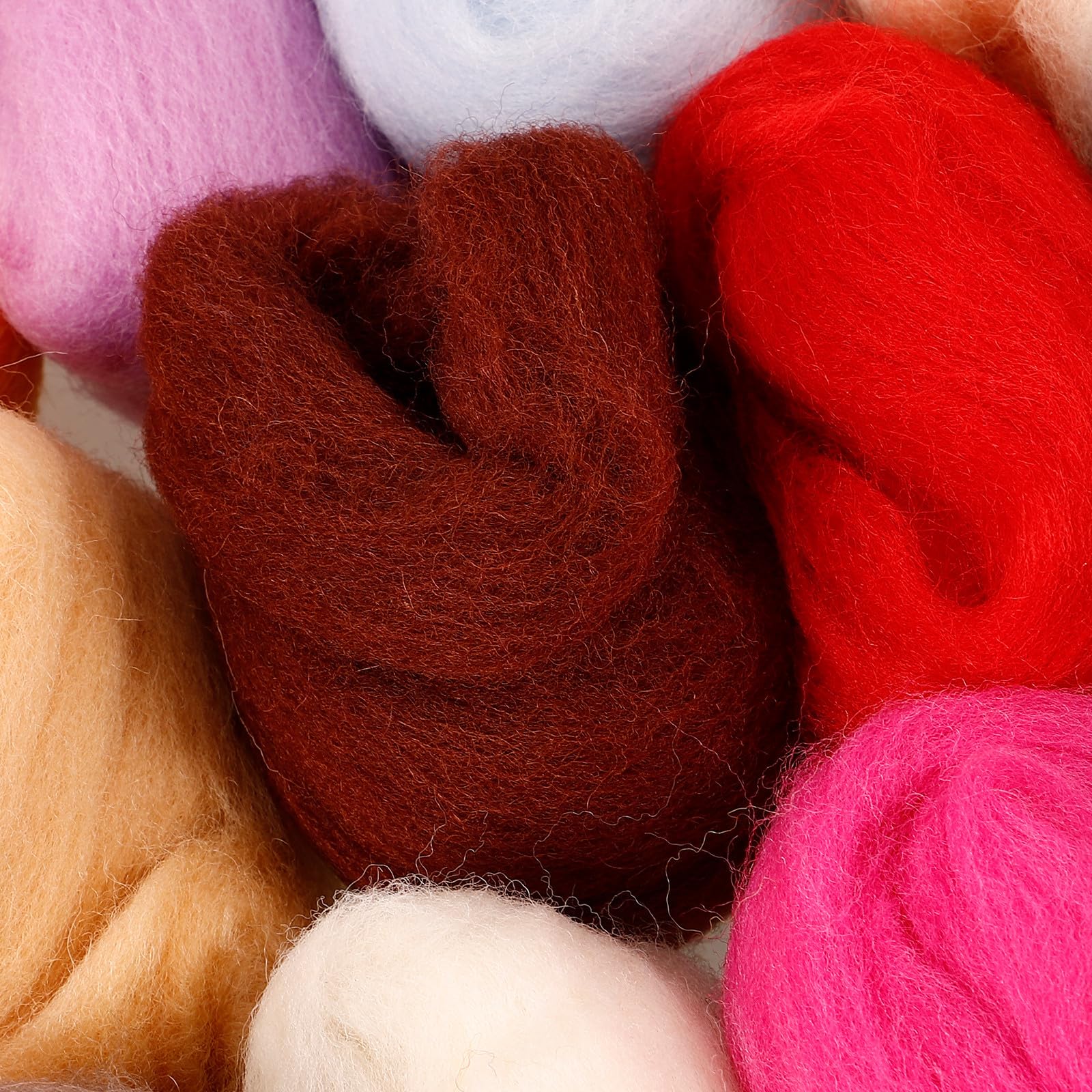 Kit de Fieltro de Lana para Aguja Material DIY para Manualidades Creativas Colores Sólidos de Lana Peinada Paquete Completo para Principiantes y Expertos