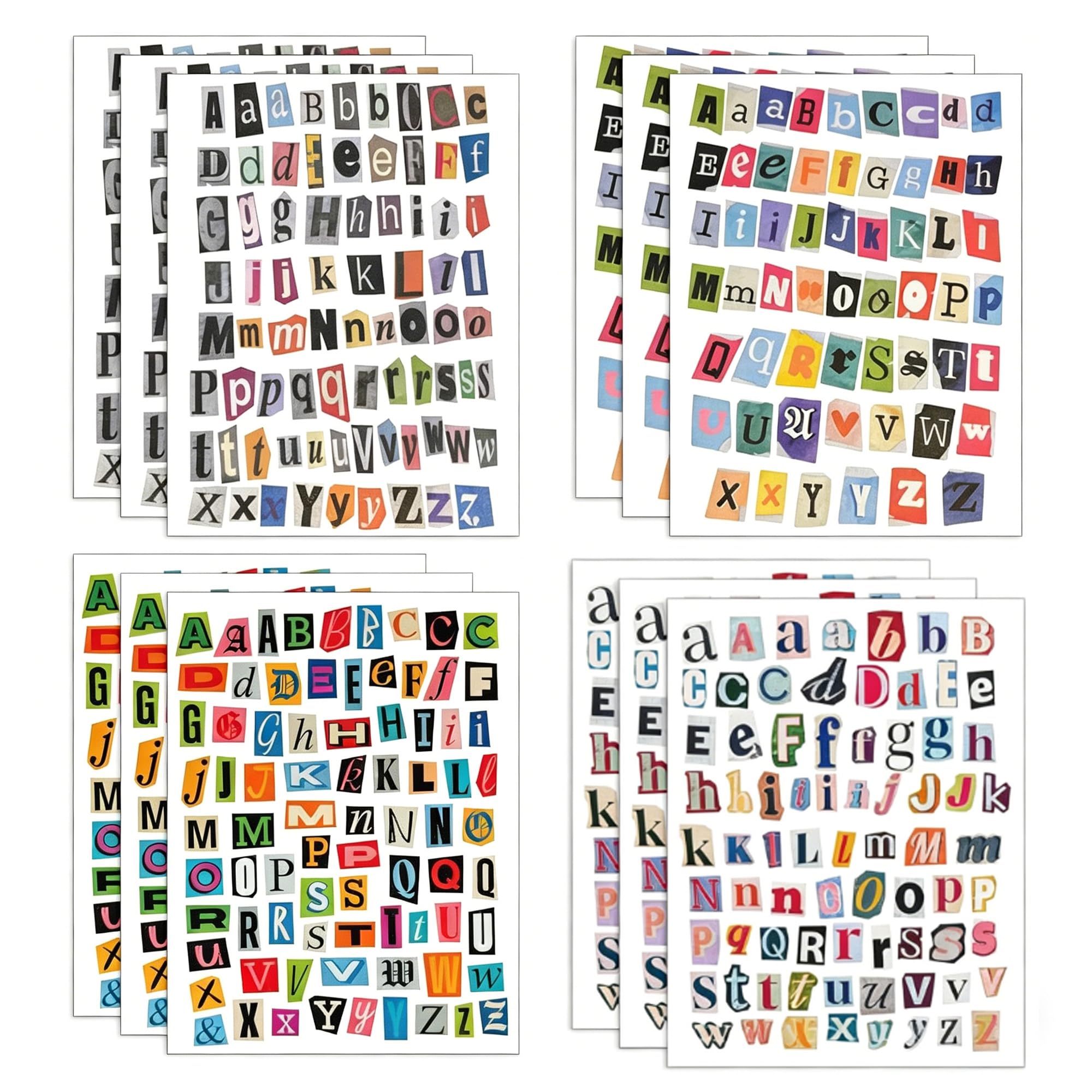 852Pcs Magazine Letter Stickers, English Alphabet Symbol Label Sticker, Fun and Inspirational Letter Stickers for Scrapbooking Accessories Journaling Laptop