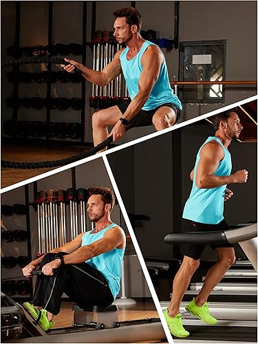 Miniatura 4 de TACVASEN Camisetas sin mangas de entrenamiento para hombre, UPF 50+, camisetas de verano de secado rápido para correr, nadar, gimnasio, playa