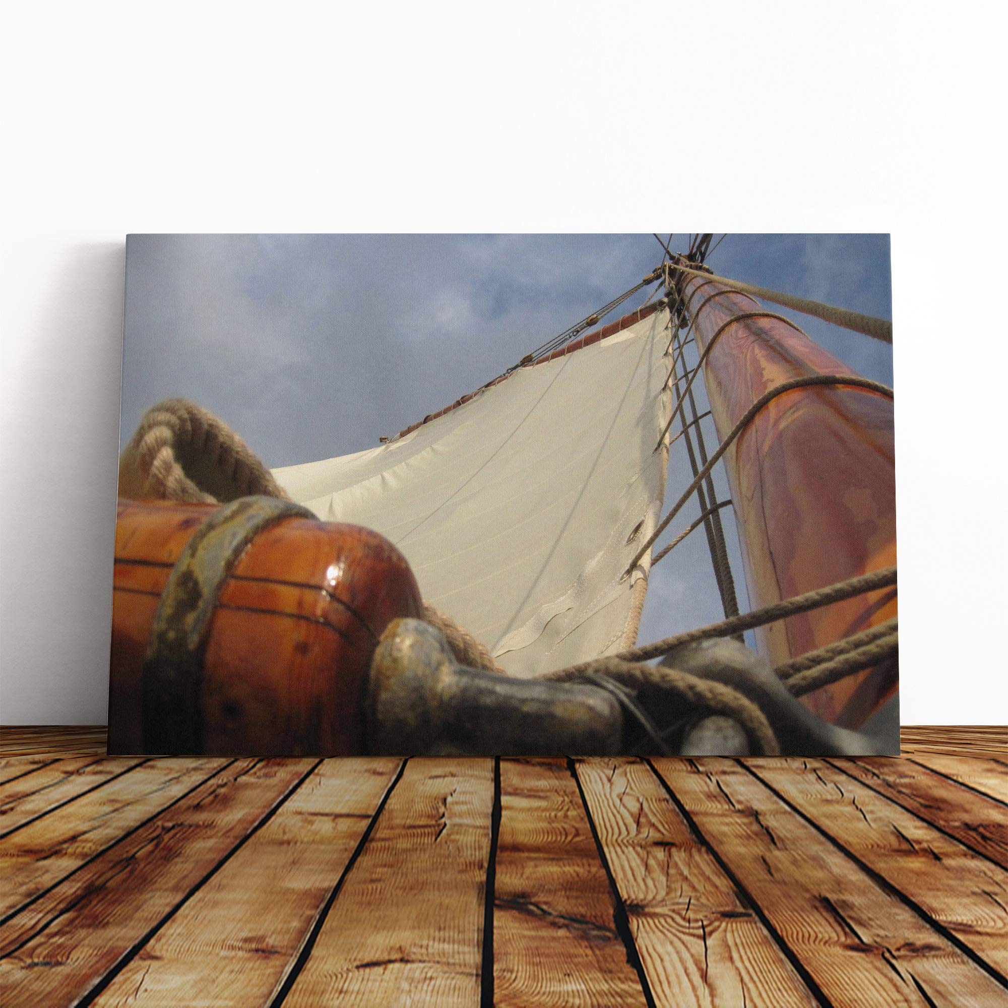 Ship Sails Canvas Print | Gallery Wrapped 30mm Frame Wall Art | 30x20 inches | Ready to Hang | Modern Seascape Picture | Living Room Bedroom Lounge Office