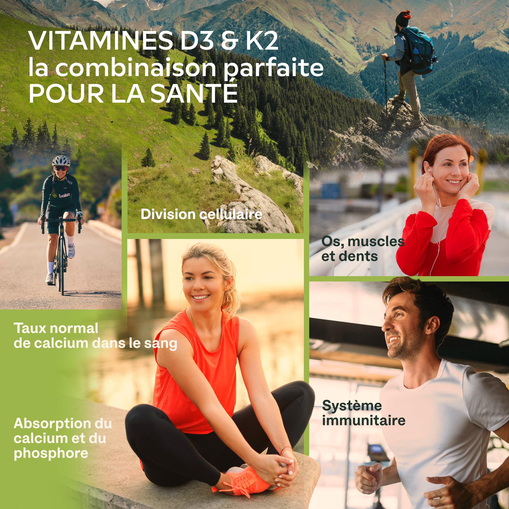 Vitamine D3 K2 avec de l'Huile d’Olive Vierge - Vitamine D3 2000 UI et Vitamine K2 MK7 100 μg pour Os, Muscles, Système Immunitaire - Vitamine D Vitamine K sans OGM, Gluten et Lactose - 180 Gélules
