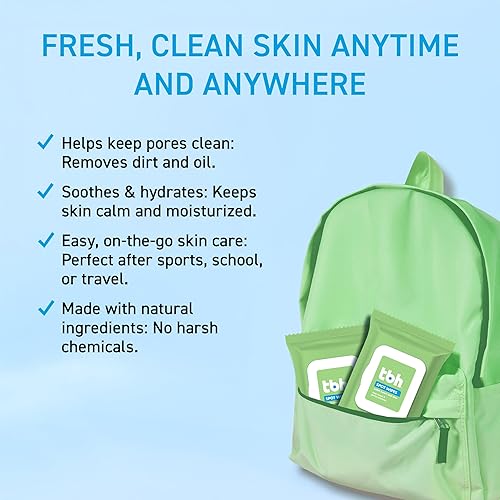Miniatura 3 de TBH Toallitas limpiadoras faciales para niños, cuidado diario suave de la piel para preadolescentes y adolescentes con piel grasa, seca y sensible,