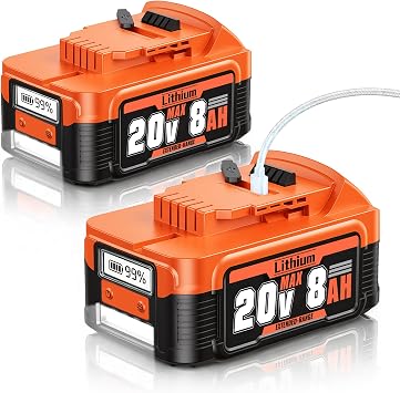 Bonacell 8.0Ah Replacement for Dewalt 20V Max Battery, 65W PD Type-C Bidirectional USB-C, LCD Display, LED Work Light, Compatible with DCB200 DCB204 DCB205 DCB206 DCB207 DCB2104 DCBP520 Power Tools