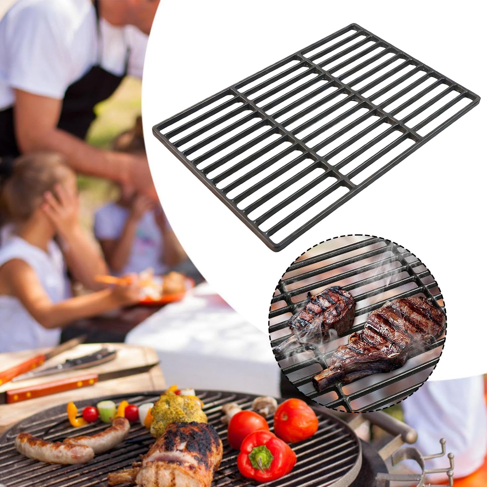 Parrilla para Horno de Hierro Fundido Rejilla de Asado Malla de Barbacoa y Rejilla Enfriadora Fácil de Transportar y Usar Adecuada para Picnic Cocina, 41 Cm X 27 Cm