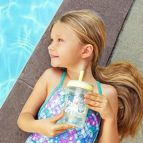 Vista 26 de Zak Designs - Juego de vasos Baby Shark Kelso de 15 onzas, sin BPA, tapa de rosca con popote hecha de plástico duradero y silicona, paquete perfecto