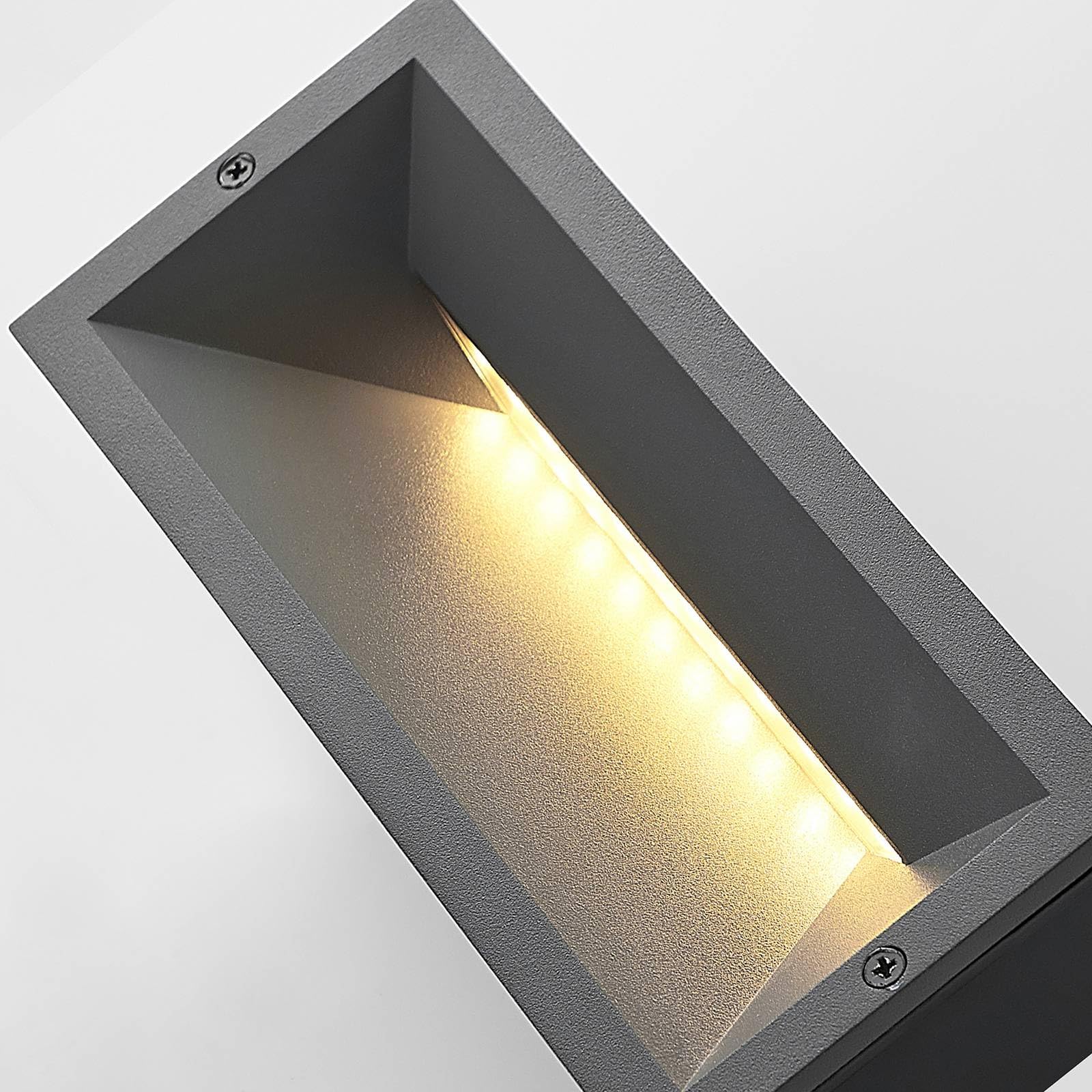 Lucande Bombillas LED iluminación de escaleras exterior en antracita, luz | foco empotrable de pared ip65 estanco al polvo y a chorros de agua, moderno, 2700 k blanco cálido para balcón, terraza