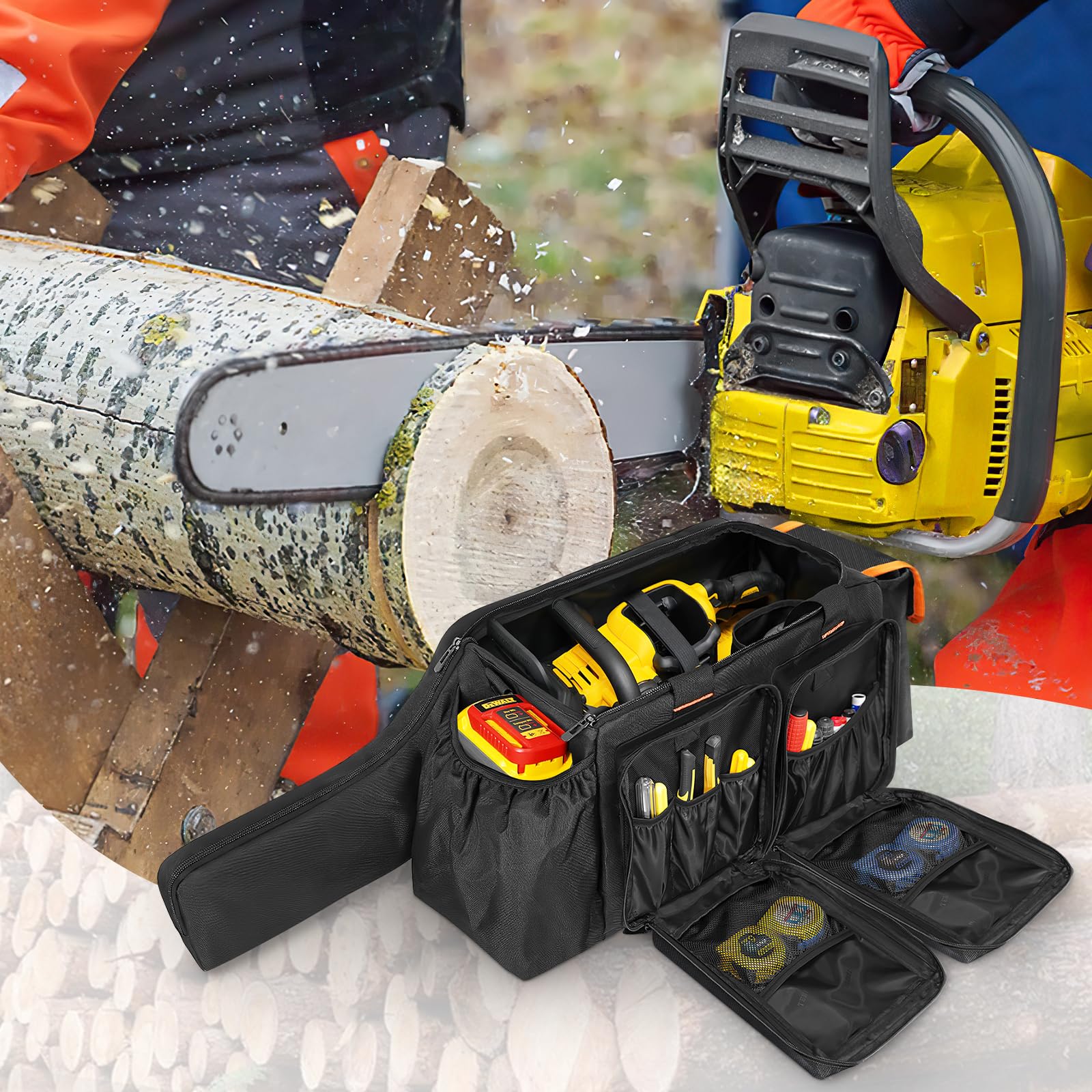 ORKELS Bolsa de Motosierra Compatible con Ego, Dewalt, Greenworks de 14, 16 y 18 Pulgadas, Funda de Almacenamiento Duradera para Motosierra y Accesorios, Solo Bolsa