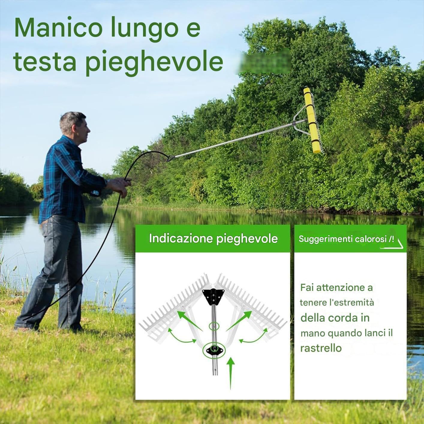 Rastrello per Stagno Resistente Rastrello Galleggiante per Giardino | Attrezzatura per Rimozione Alghe Stagno, Strumento Galleggiante per Giardini e Spiagge