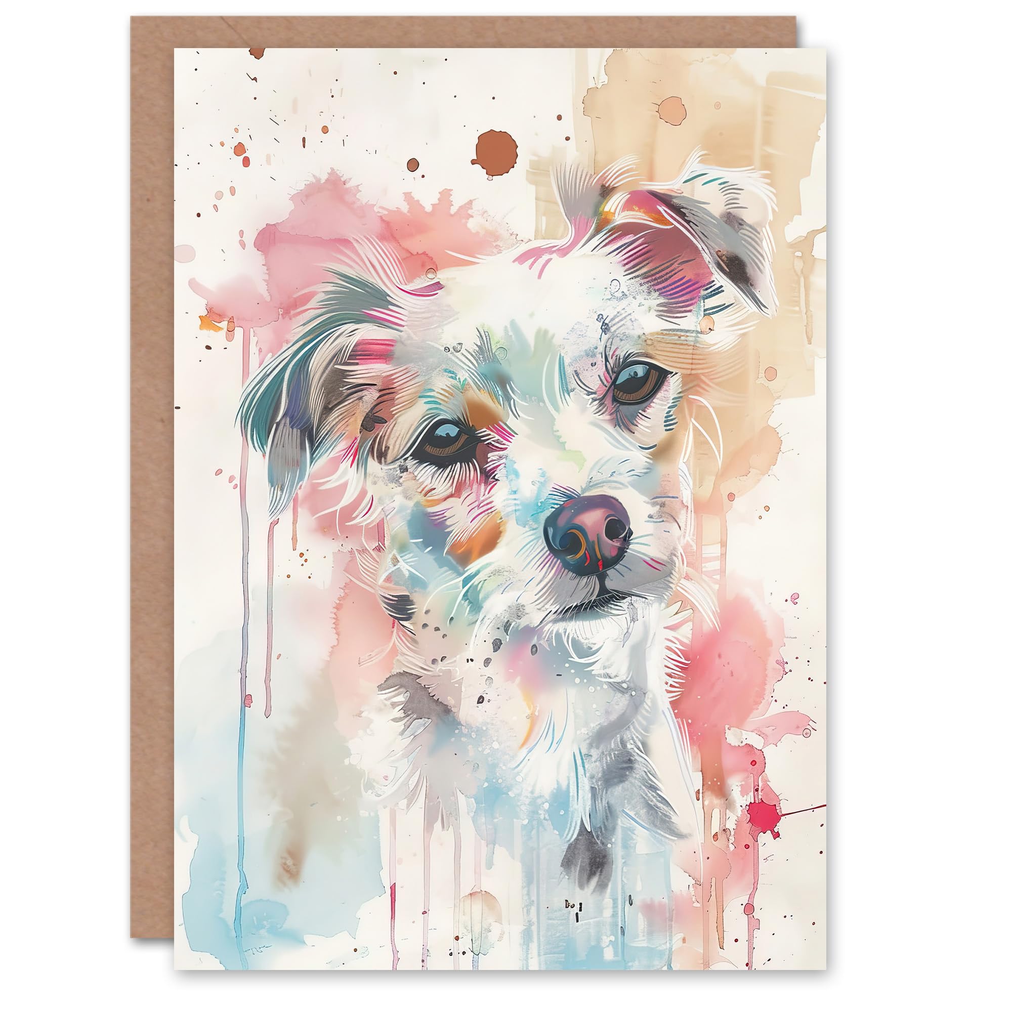 Artery8 Dog Lover Watercolour Portrait Birthday Greeting Card