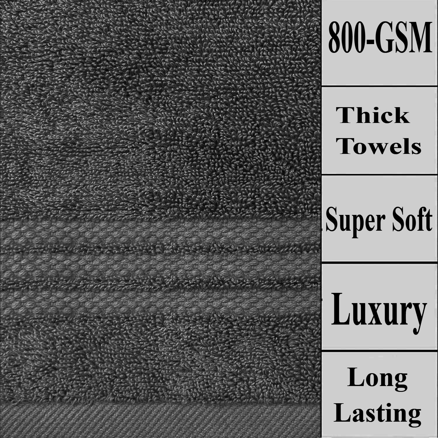 Luxe Collection - Asciugamani Da Bagno In 100% Puro Cotone Egiziano, 700 G/mq, Extra Morbidi E Assorbenti, Charcoal, Telo Bagno Jumbo - Foto 14