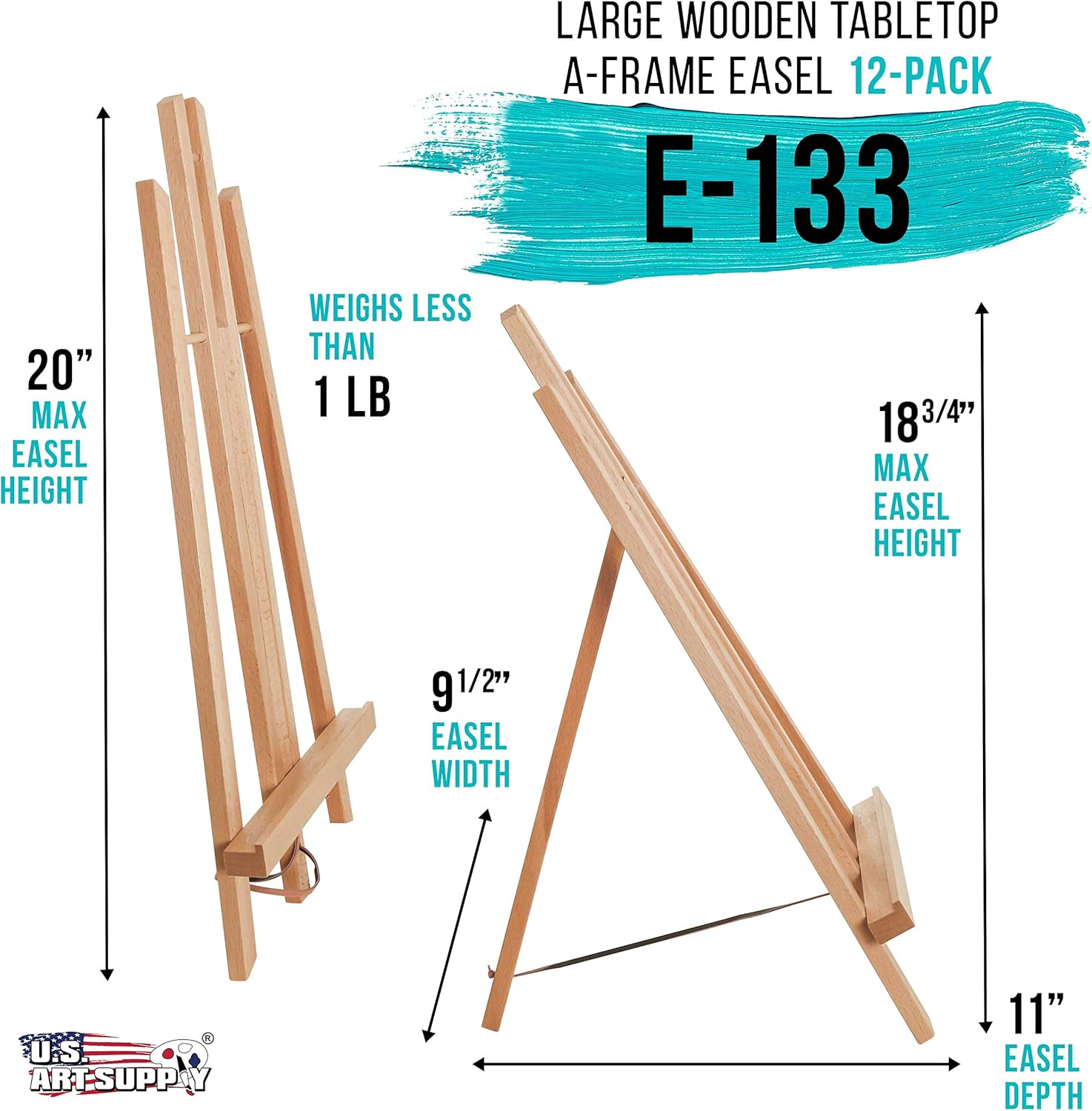 US Art Supply® 18" Large Tabletop Display A-Frame Artist Easel (12-Pack) - Image 2