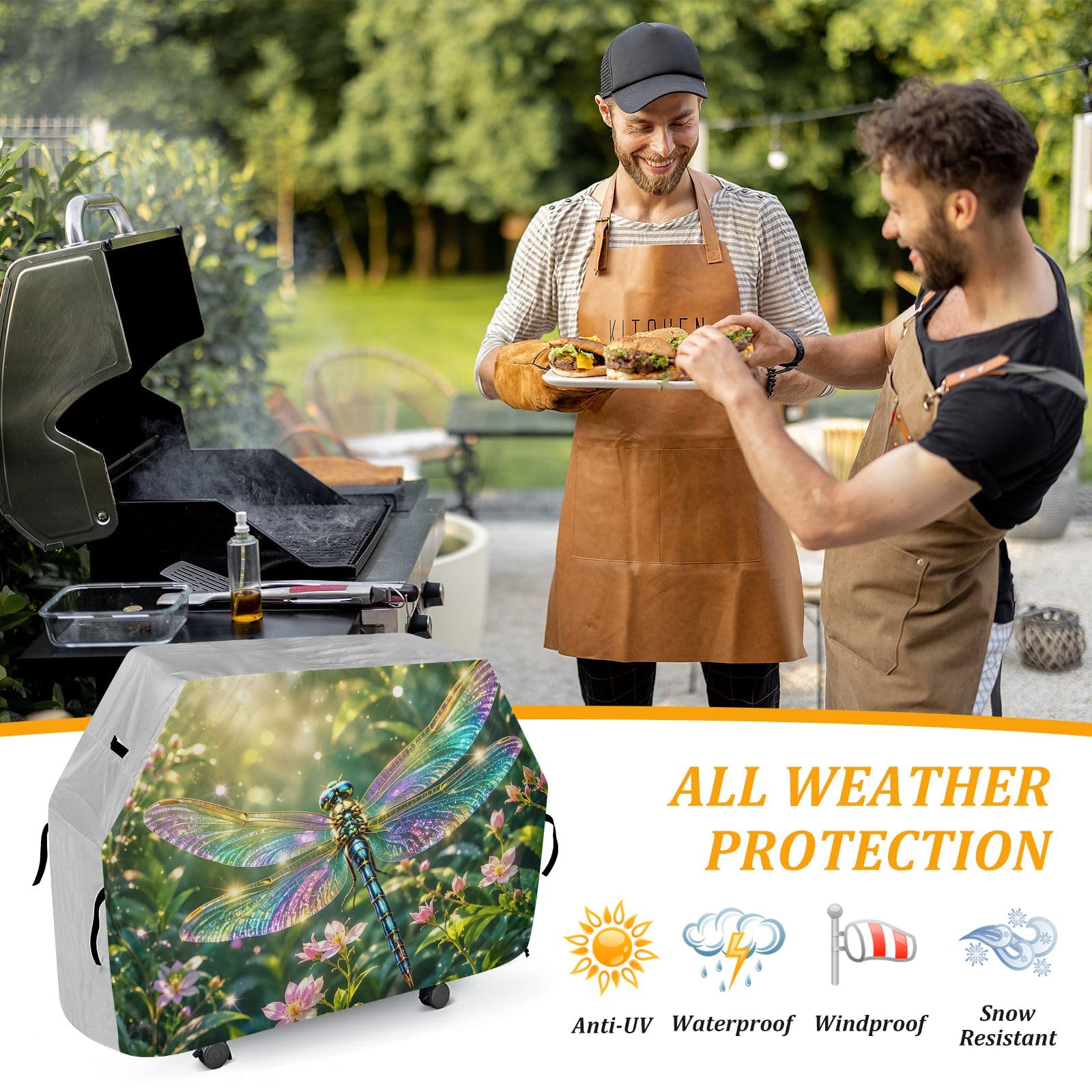 Copertura per barbecue da giardino a forma di libellula, impermeabile, resistente, per esterni