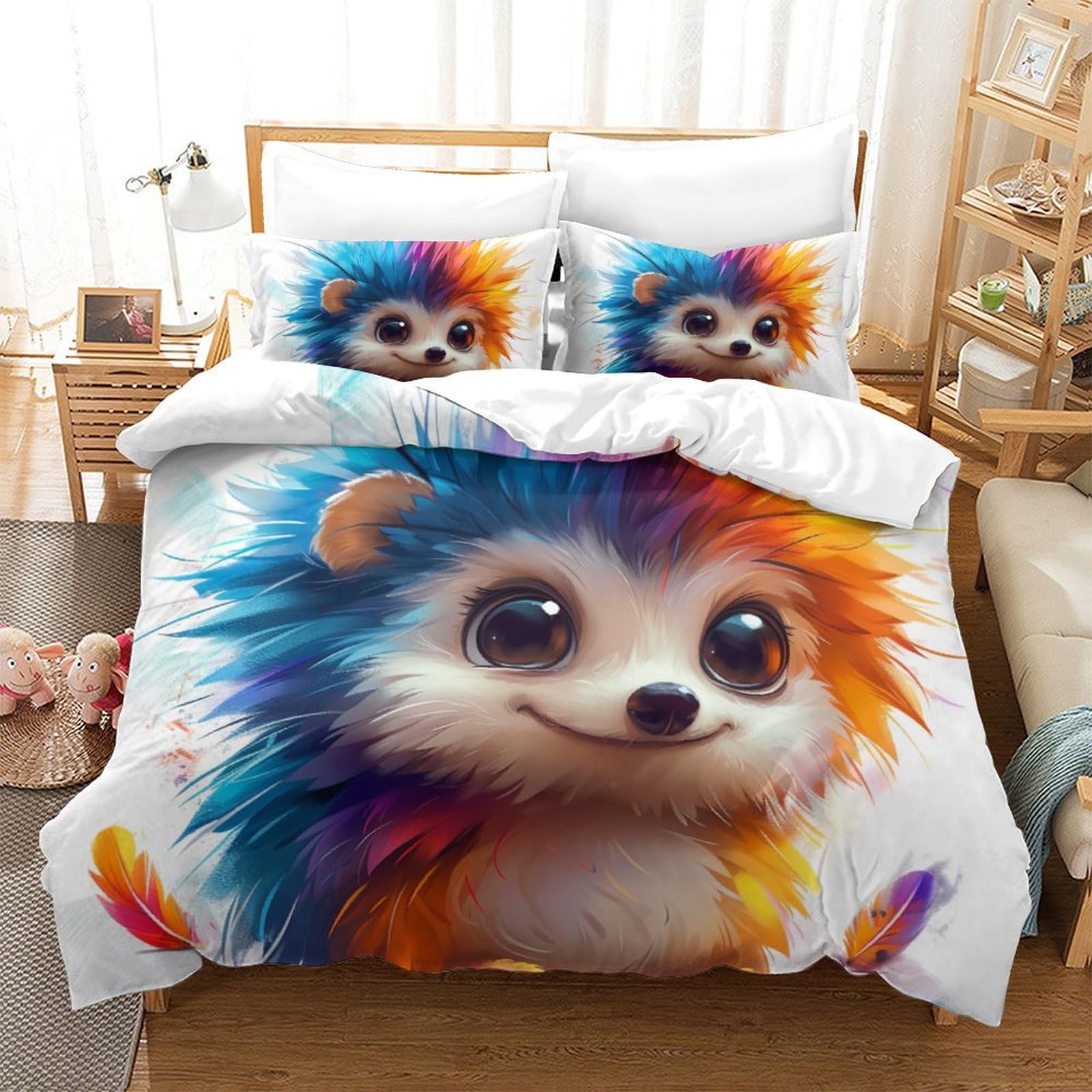 Housse de couette motif hérisson pour chambre d'enfant : créez un cocon doux avec lit 260x220cm