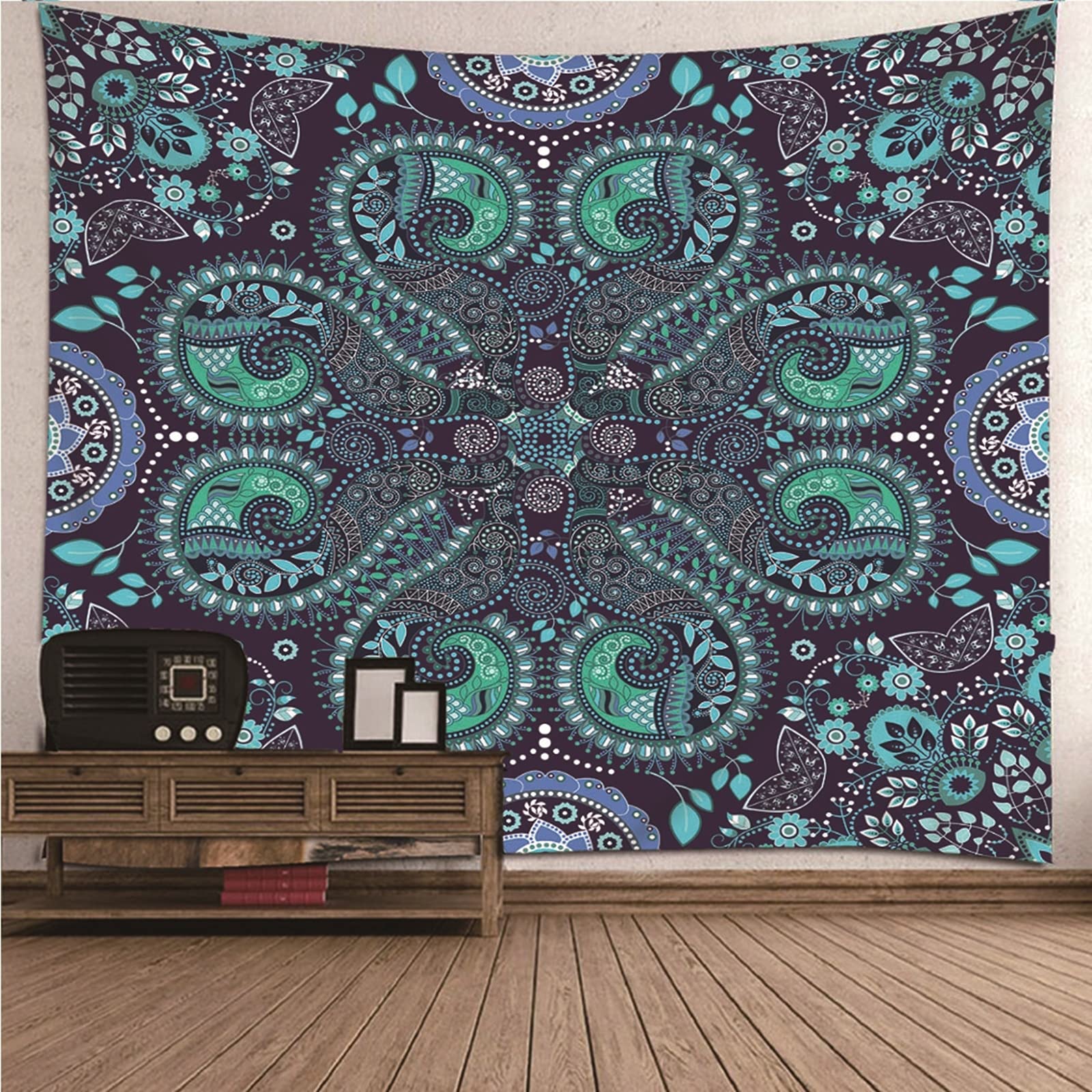 Aeici Tapices Pared, Tela Pared Playa Bordado Vintage Tapiz Pared Wall Hanging, Bedsheet(200X200Cm)