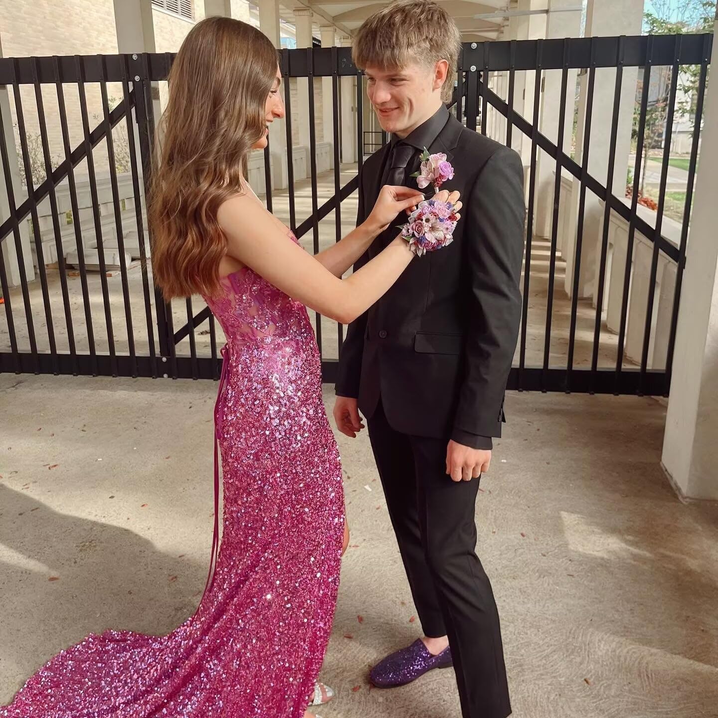 Sparkly Prom Dresses Long Sequin Mermaid Spaghtti Straps Lace Applique Corset Ball Gown - Image 6