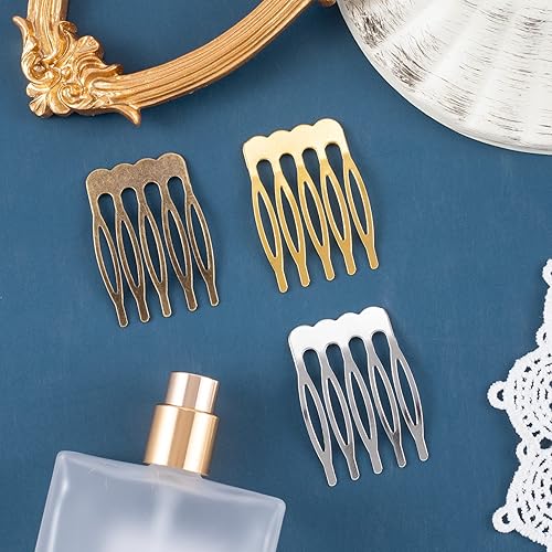 Miniatura 5 de HINZIC - 45 peines laterales de pelo de 5 dientes, peines de alambre de metal, velo de boda, estilo francés, vintage, accesorios para novia,