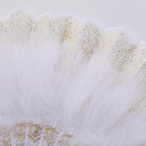 Miniatura 17 de BABEYOND Marabou Feather Fan 20s Vintage Folding Fan Flapper Hand Fan for Costume Dancing (Pink)