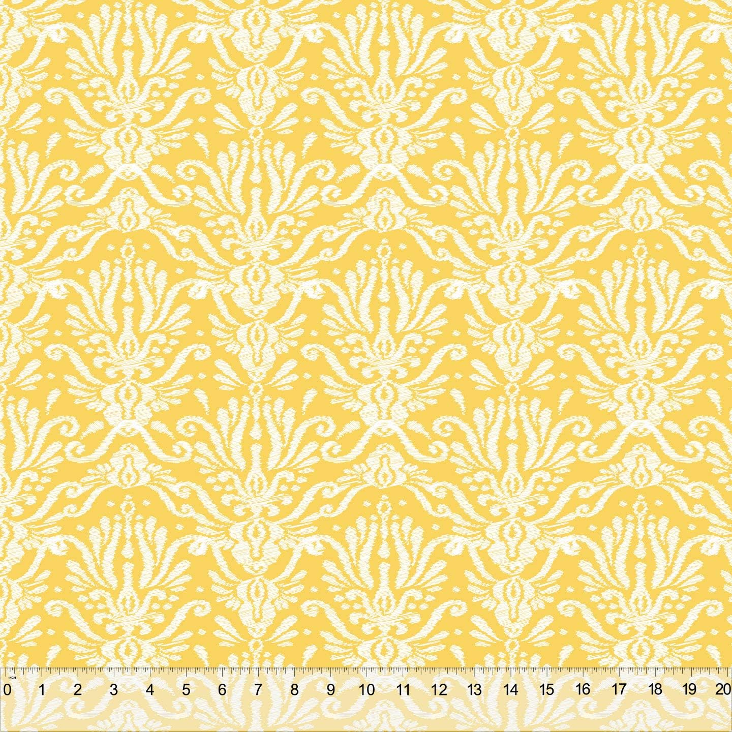 Variety Home Decor Prints Milliken Fabric 60" Wide Sold by The Yard (Yellow Keyhole Damask)