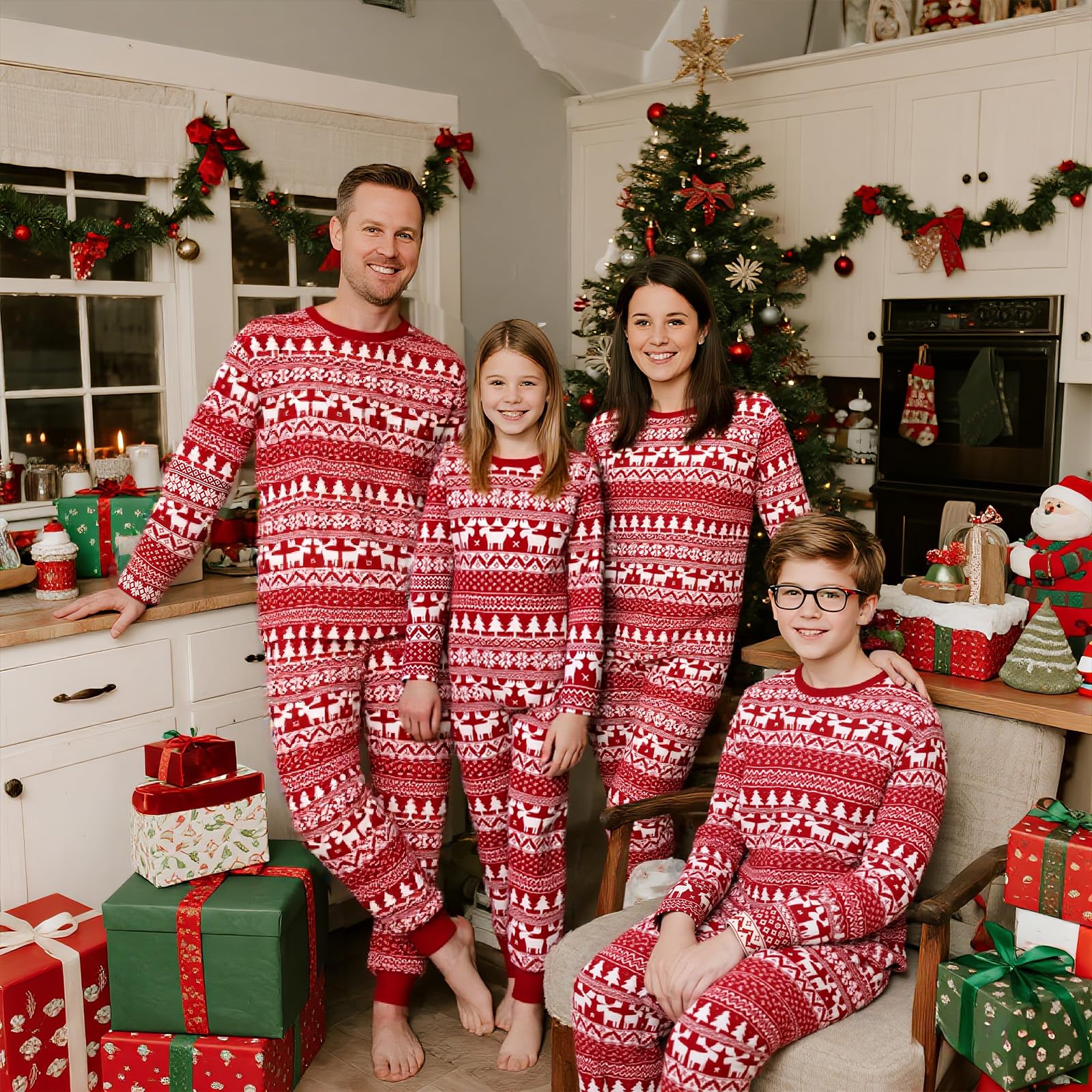 Neufigr Pijama Navidad Familia,Pijamas Navideños Familiares,Pijamas De Navidad para La Familia Hombre/L (l)/PJs- 02