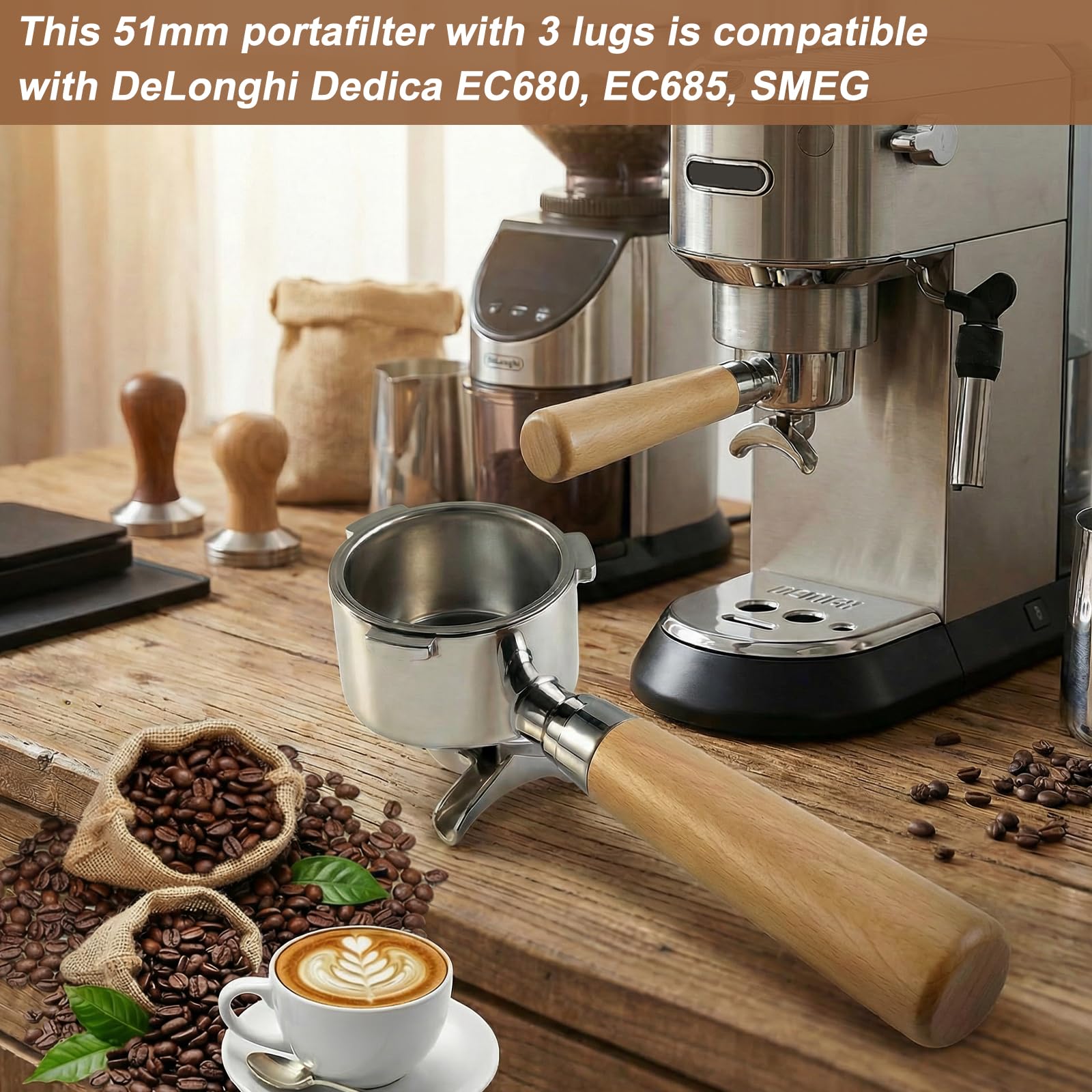 51 mm sitko do DeLonghi Dedica EC680/EC685/EC885, stal nierdzewna