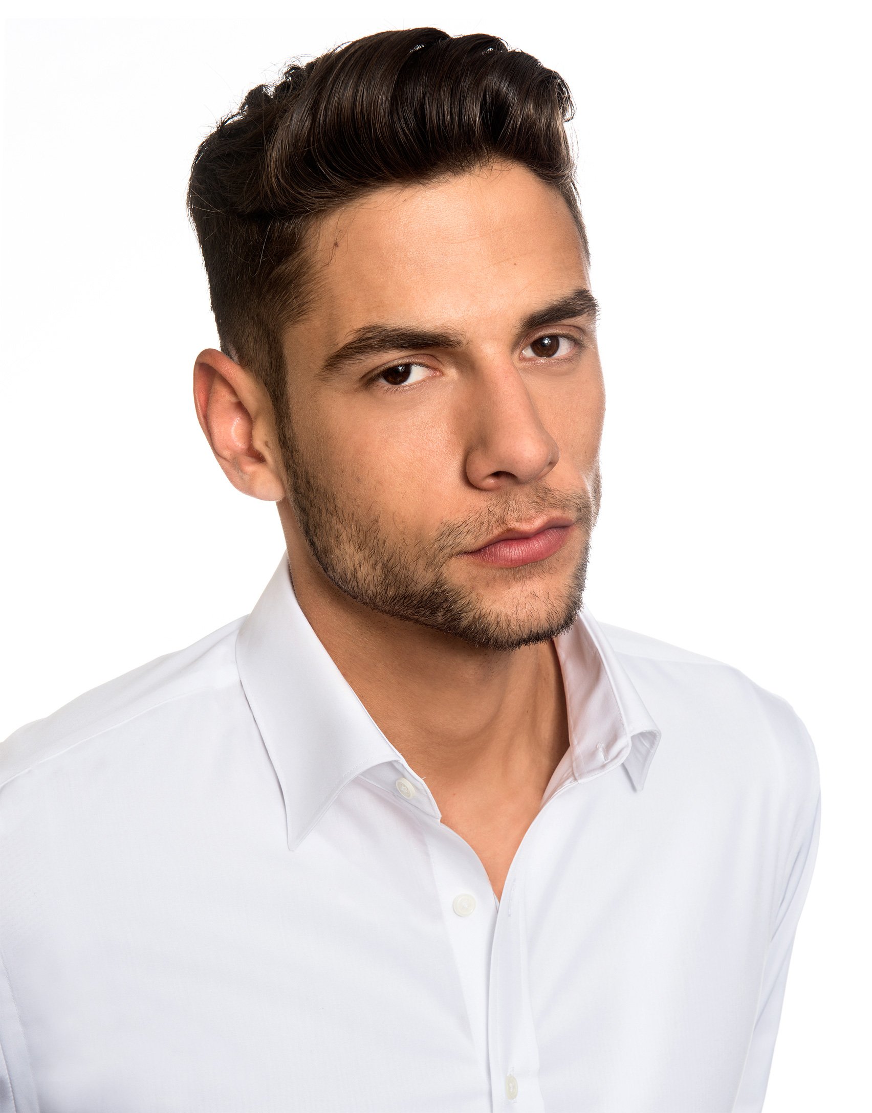 Camicia Uomo Eleganti, Taglio Aderente/Slim-Fit, Collo Classico, Manica Lunga, in Tinta Unita - Non Stiro/Non-Iron