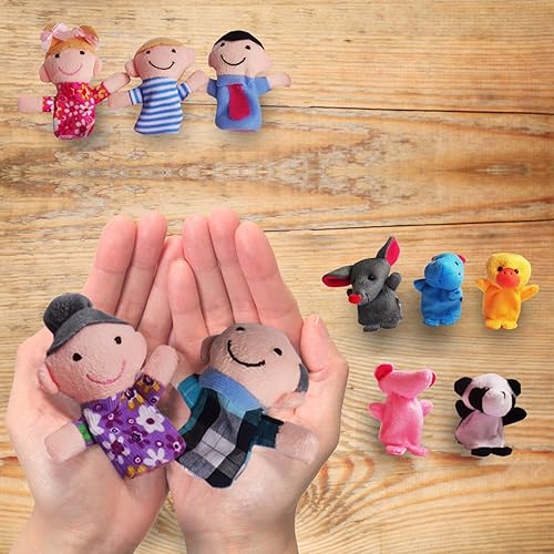 Miniatura 8 de Sensei Play n Learn Marionetas de dedo familiares Personas y animales 16 unidades Marionetas de dedo de los animales del zoológico y marionetas