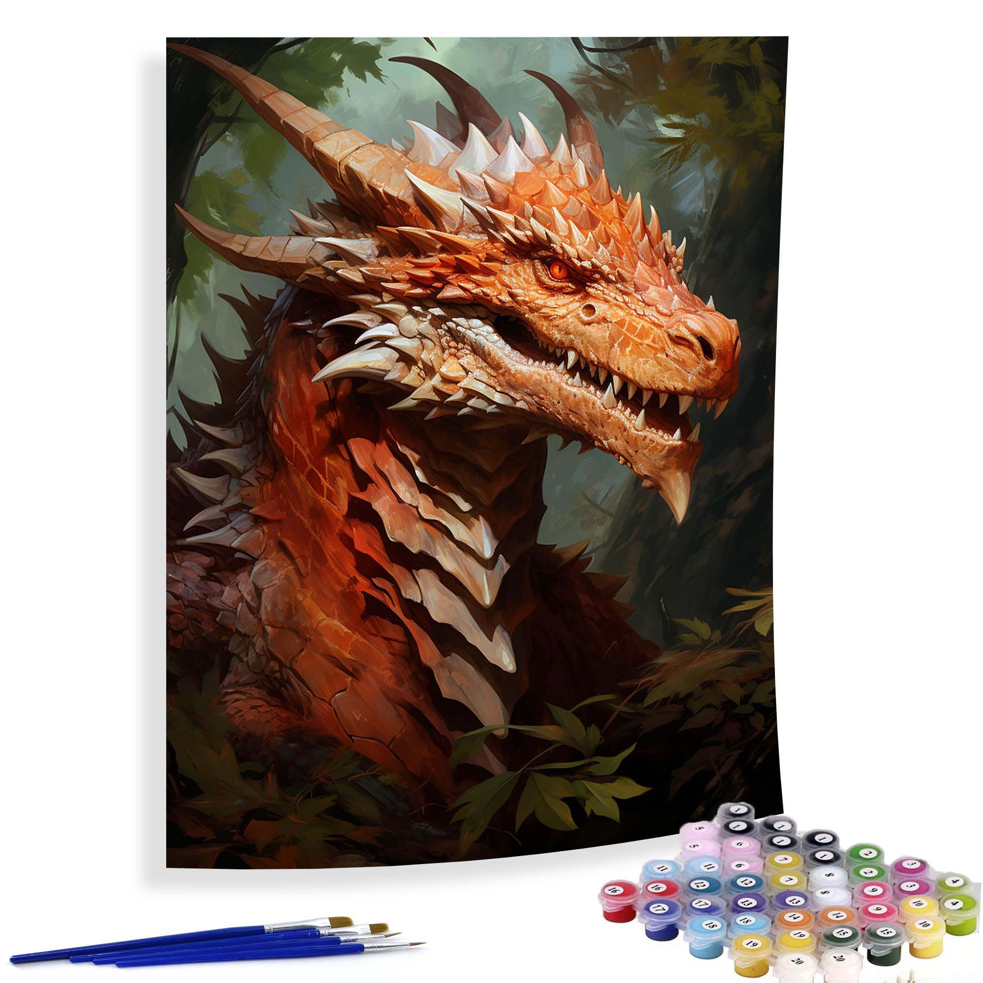 Diymood Paint by Numbers for Adults Dragon, DIY Oil Painting Myths Acrylic Paint by Number Kits for Adults Beginner for Home Wall Decor 16x20 inch