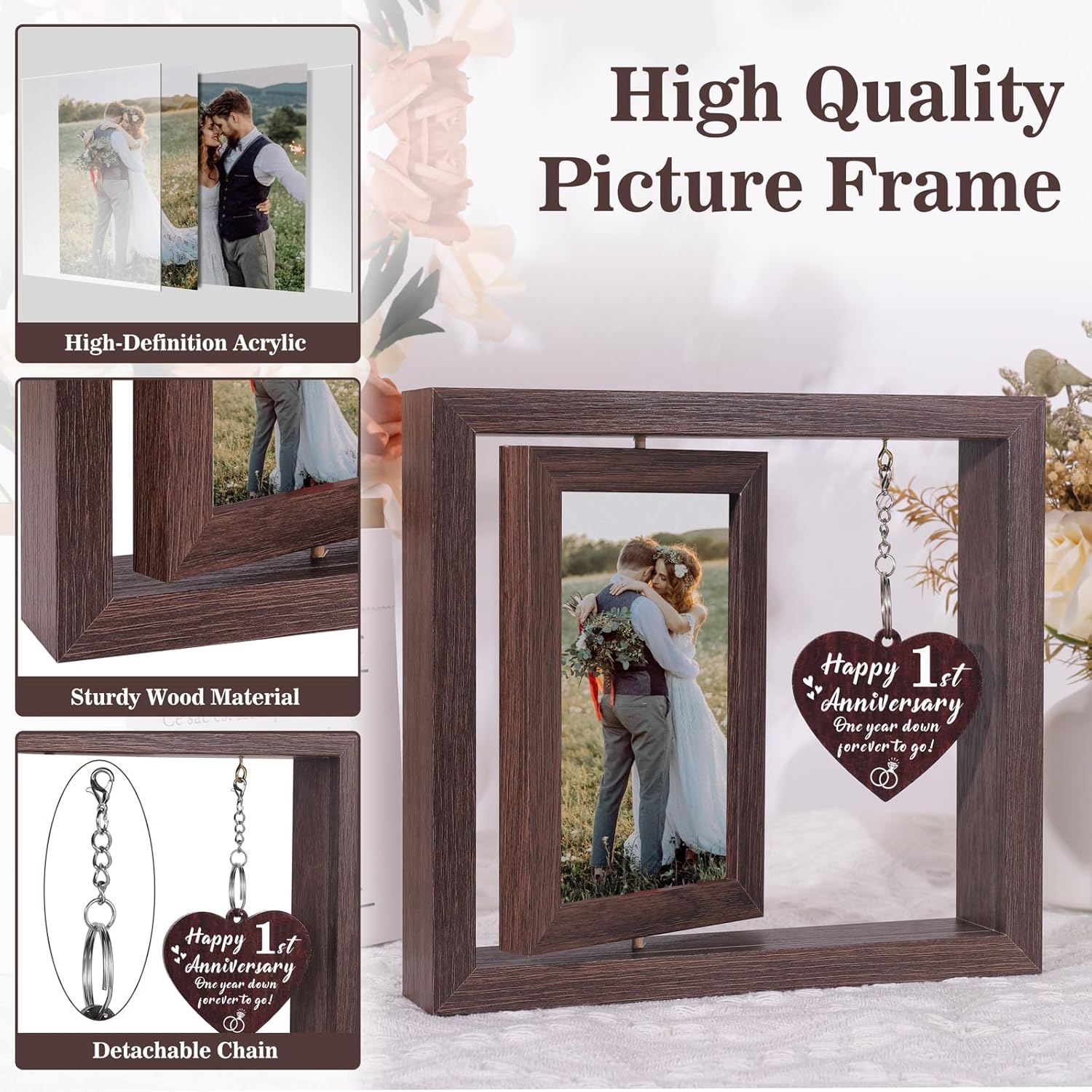1 Year Anniversary Picture Frame Gifts for Men Women, 1st Anniversary Frame Gift for Her Him Boyfriend Girlfriend, Couples Anniversary Wedding Gifts for Wife Husband - Image 5