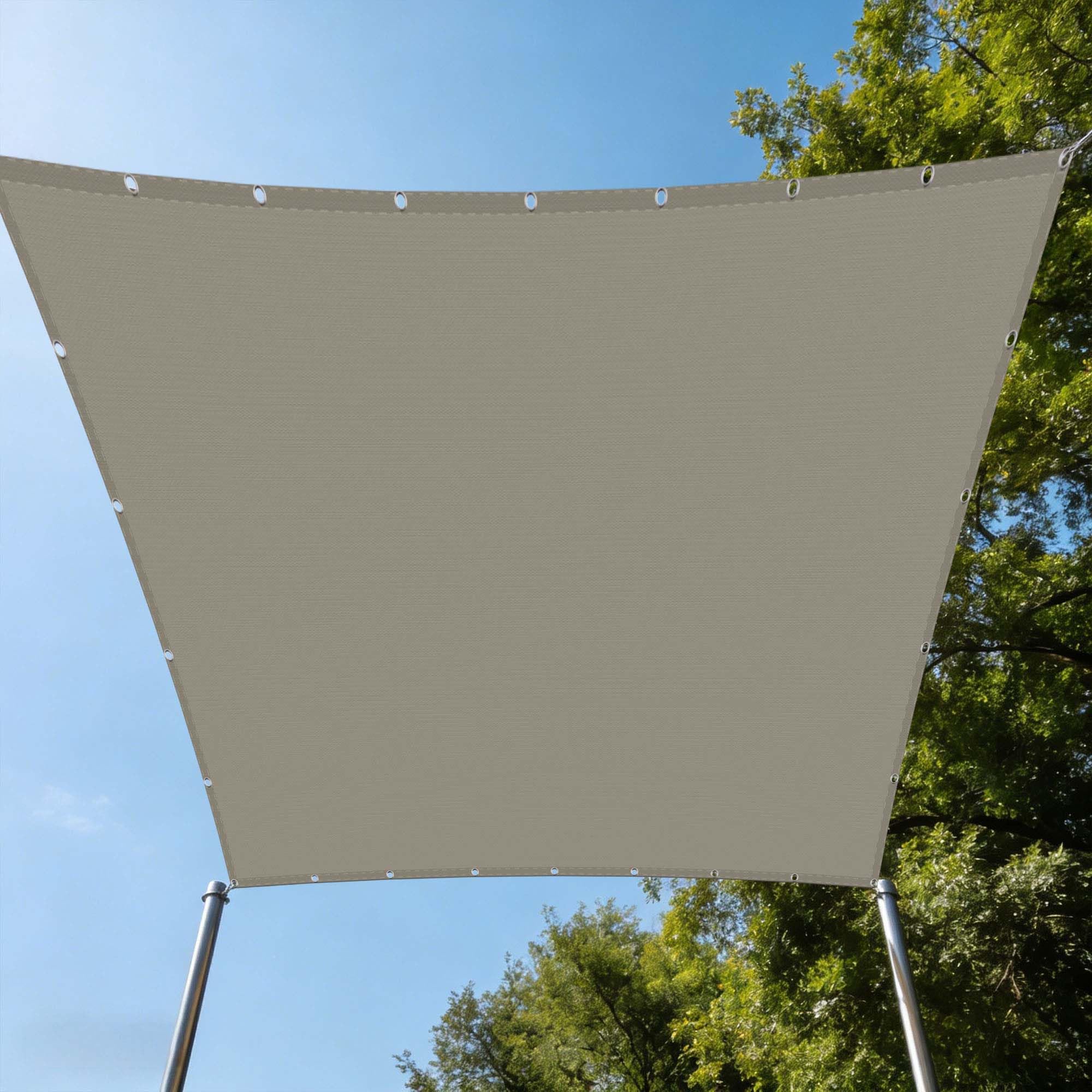 Voile d'ombrage étanche haut de gamme 3.5x3.5 m résistant au vent taupe
