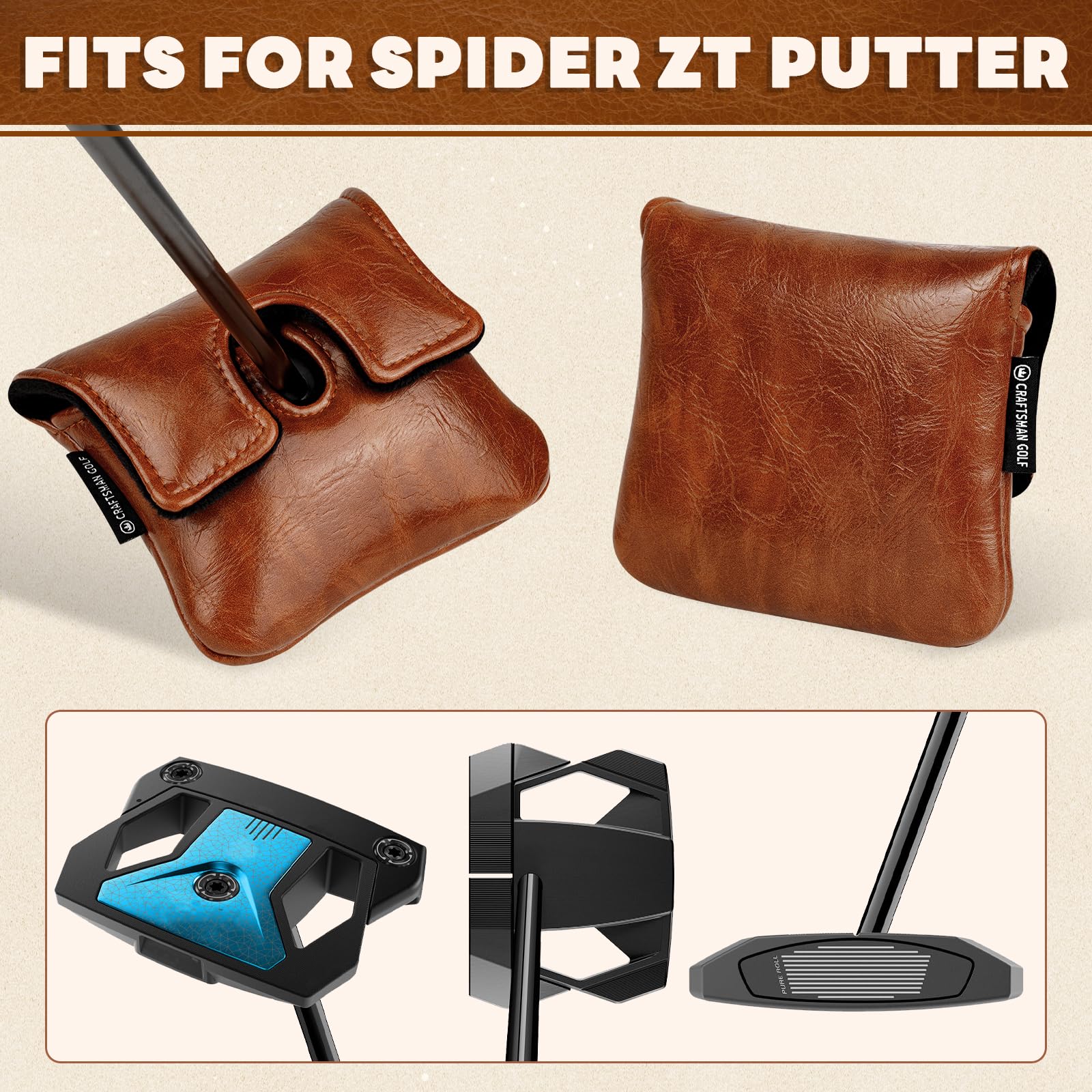 Craftsman Golf Brwon - Funda protectora para palo de golf Taylormade Golf Spider ZT y LAB OZ.1