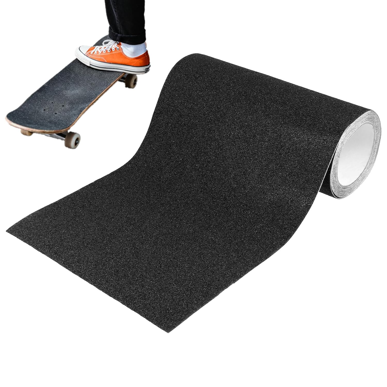 SINJEUN Ruban adhésif antidérapant - 25 cm x 5 m - Noir - Pour escaliers, marches