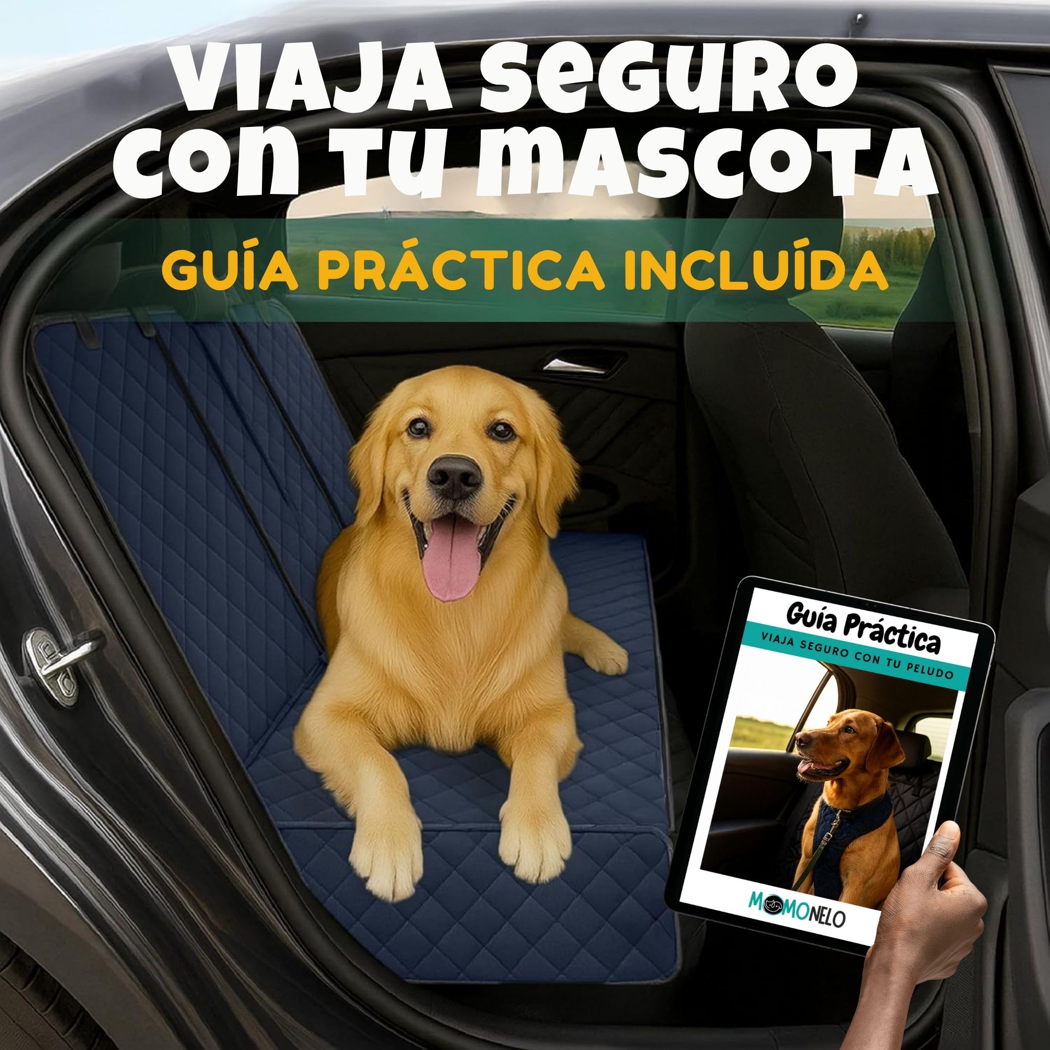 Funda Coche Perro Azul Impermeable + 2 Cinturones