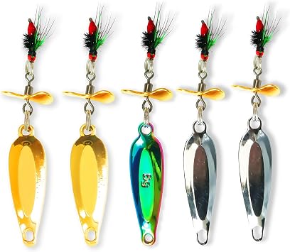 SEASKY 5PCS Fly Fishing Lures Fly Fishing Flies Wet Flies Lures with Spinner for Bass Sunfish, Pike
