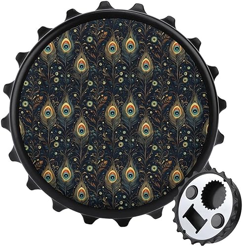 Magnetic Beer Bottle Opener - Vintage Feather Eyes Print Portable One Handed Small Magnetic Bottle Opener for Fridge with Bartender and Outdoor,