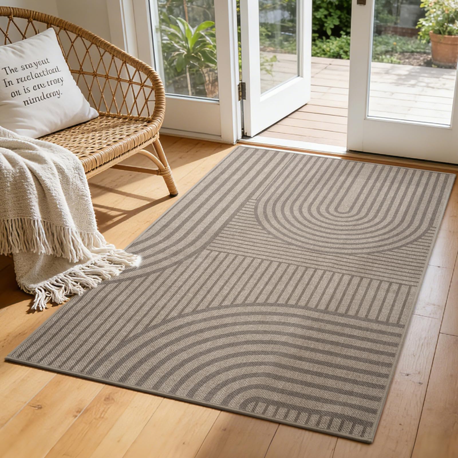Quqei Front Door Mat 90x150 cm, Absorbent Dirt Resist Washable Non Slip Low-Profile Indoor Doormat, Easy Clean Welcome Entryway Door Mats, Brown