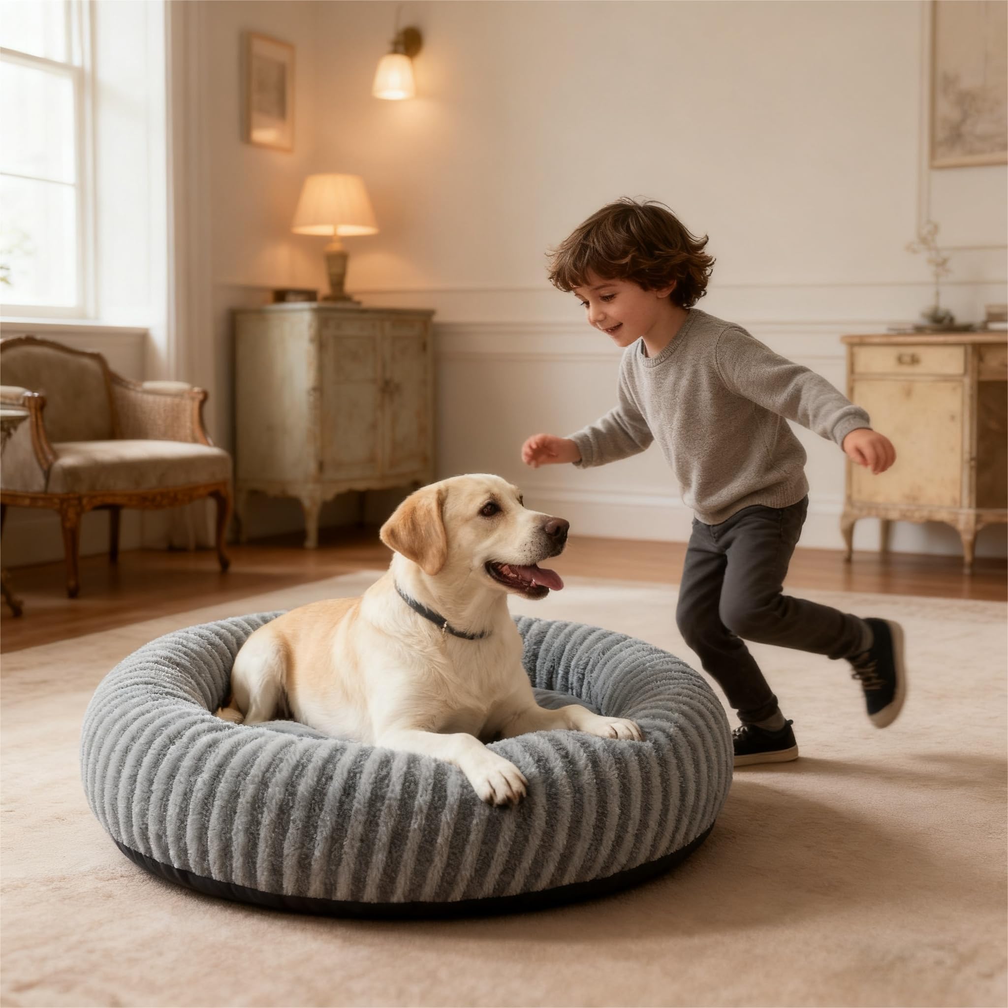 Pawk Medium Donut Dog Bed-Round Dog Cat Bed Fill Particle Memory Sponge&Cotton - Image 4