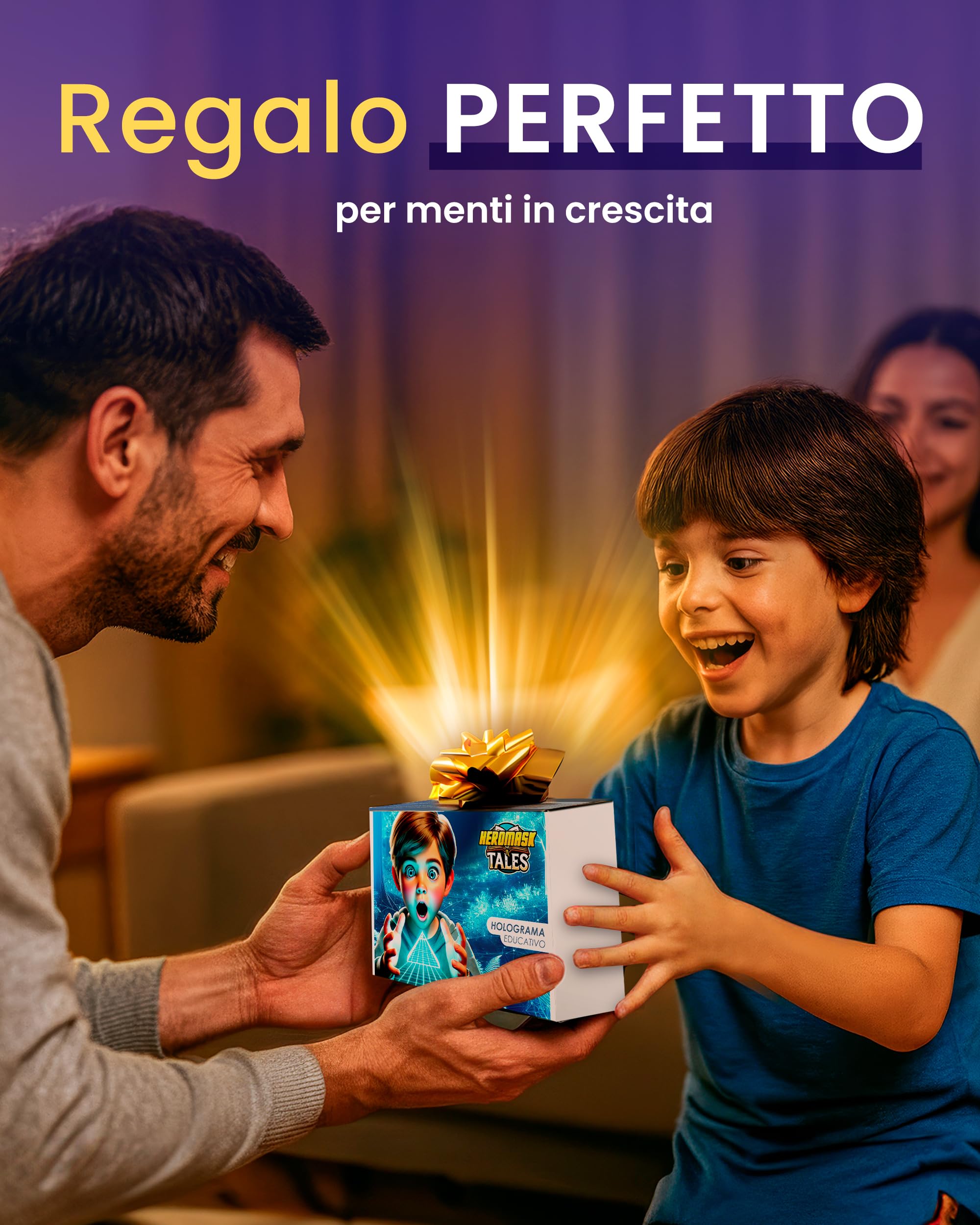 Heromask Tales PRO Giant Version – Un narratore 3D all'Interno di Una Piramide [4–10 Anni] | Un Regalo educativo Che insegna valori - Compatibile con Qualsiasi Tablet!