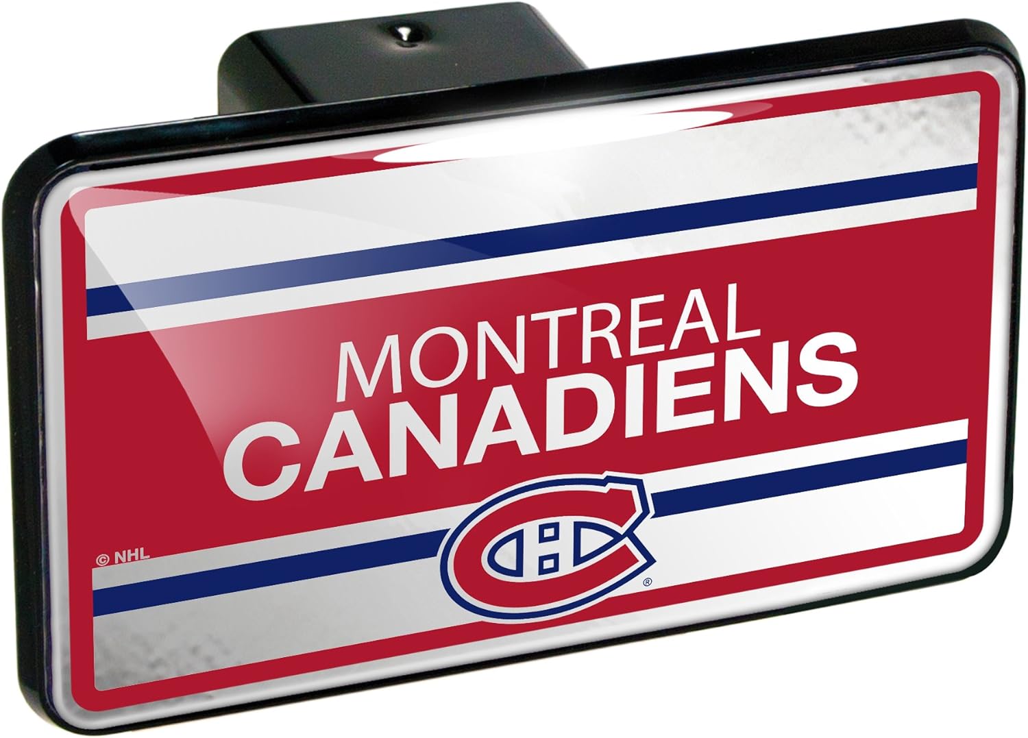 NHL Montreal Canadiens Rectangular Trailer Hitch Cover with Metallic Graphics, Black, Trailer