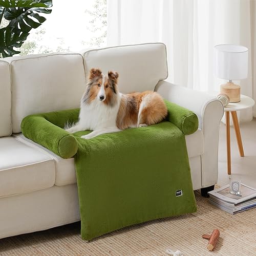Miniatura 10 de Allisandro Cama antiansiedad para mascotas, cómoda cama protectora de muebles para perro, funda de sofá de piel sintética esponjosa, impermeable y